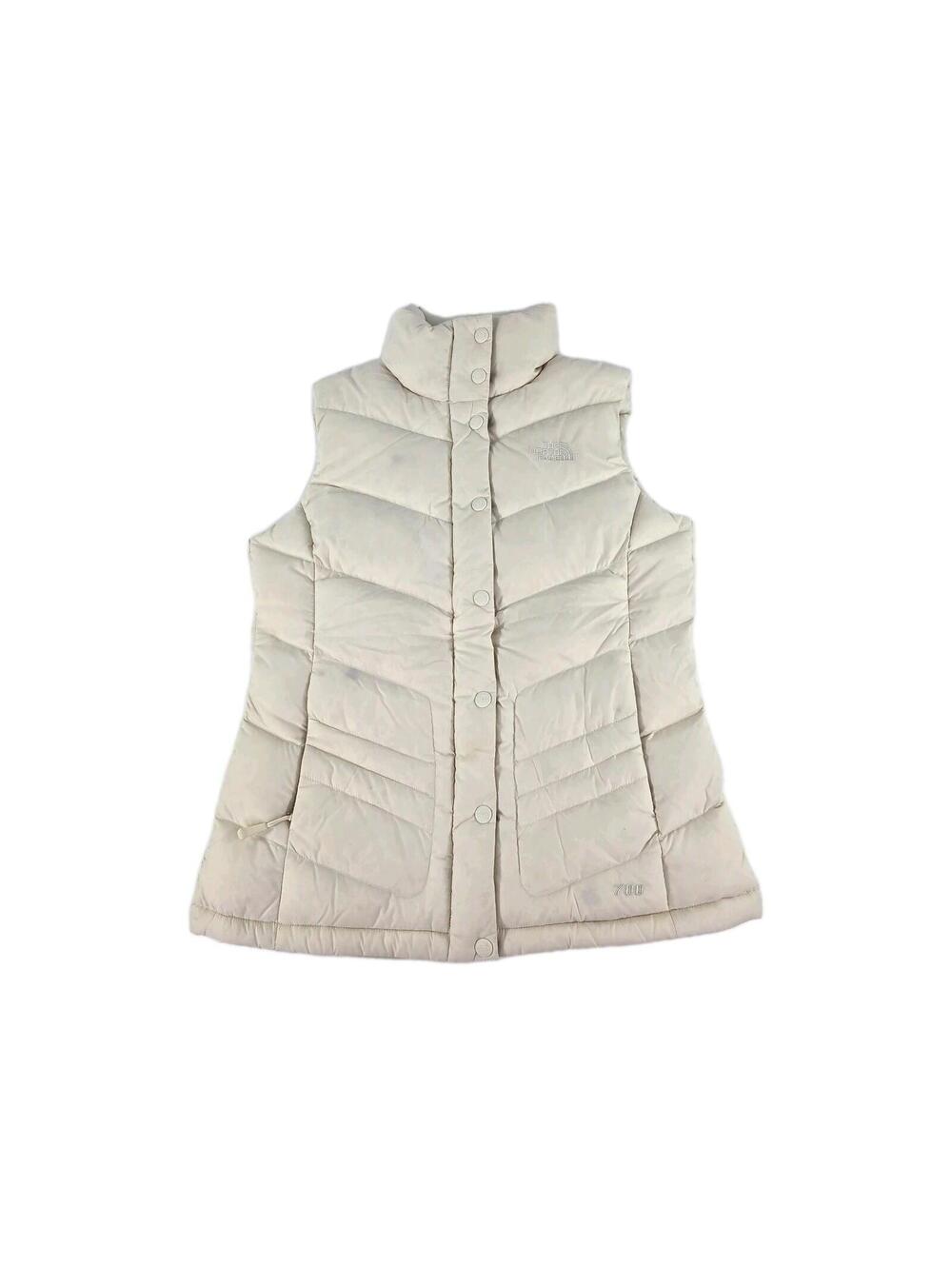 The North Face Vest Womens Cream Vest Size S 700 Down Puffer Quilted Insulated